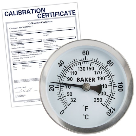 Baker Instruments Pipe Surface Thermometer, 32 to 250 Degrees F 0 to 120 Degrees C, includes Traceable Certificate B2100-NIST